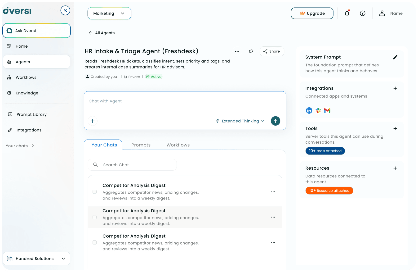DVERSI agent interface preview