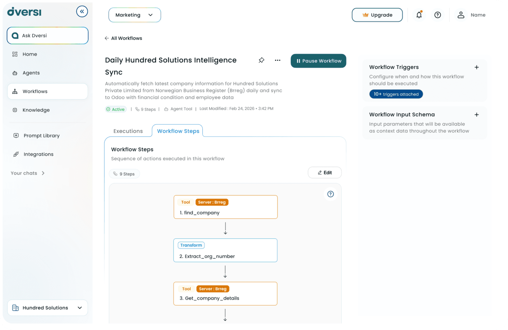 DVERSI workflow interface preview